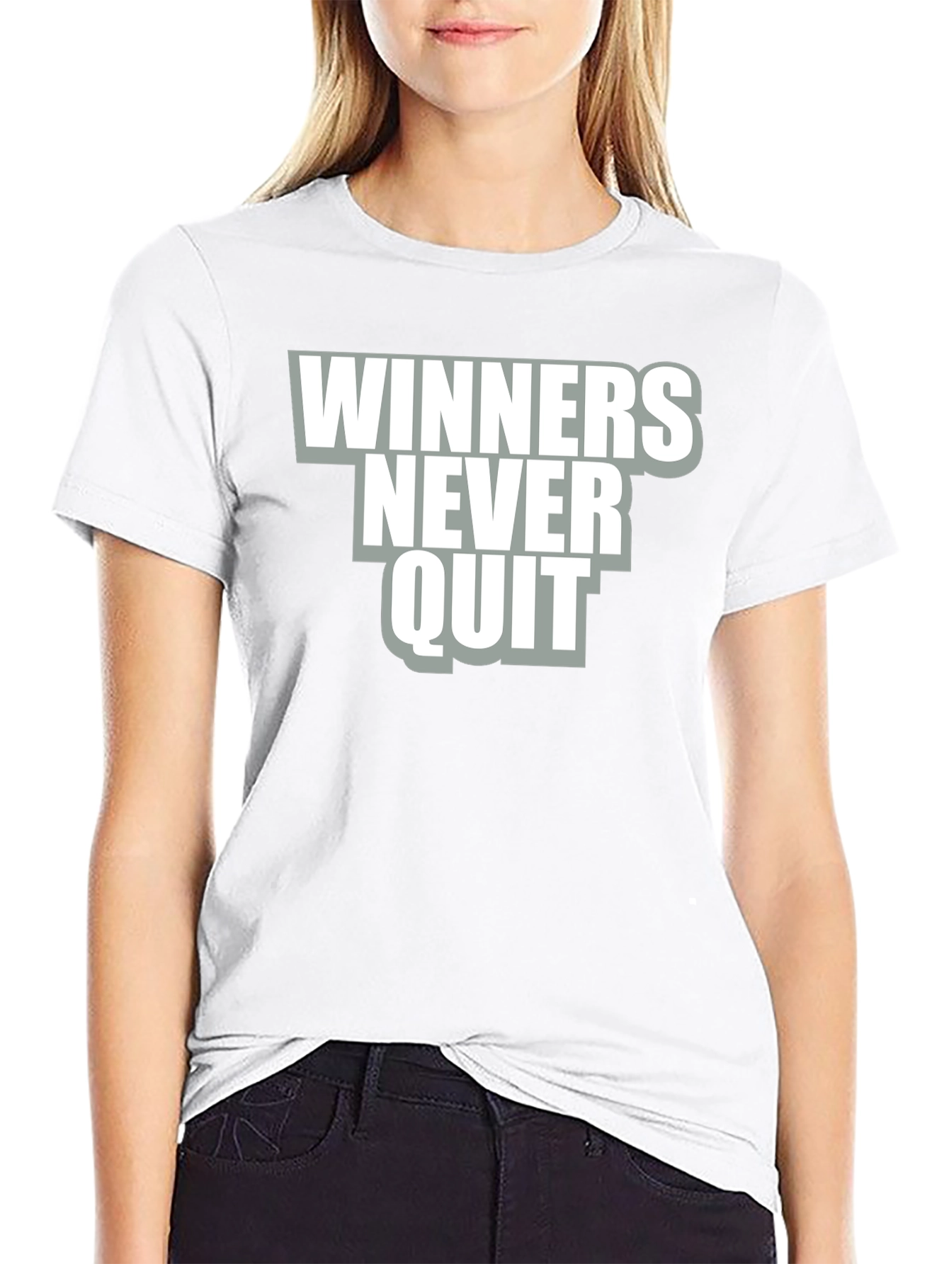 Winners Never Quit Graphic Tee - Black