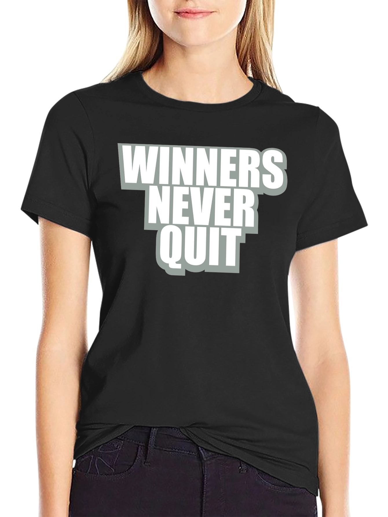 Winners Never Quit Graphic Tee - Black