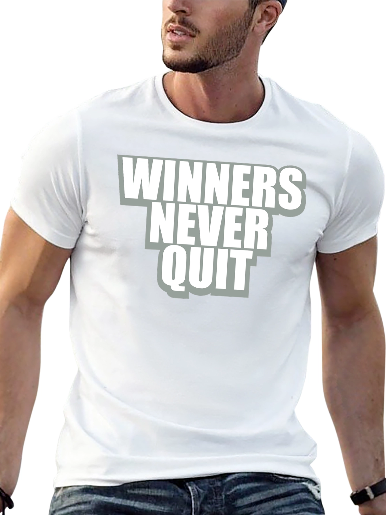 Winners Never Quit Graphic Tee - Black