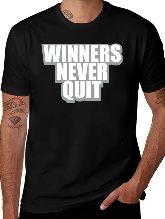 Winners Never Quit Graphic Tee - Black