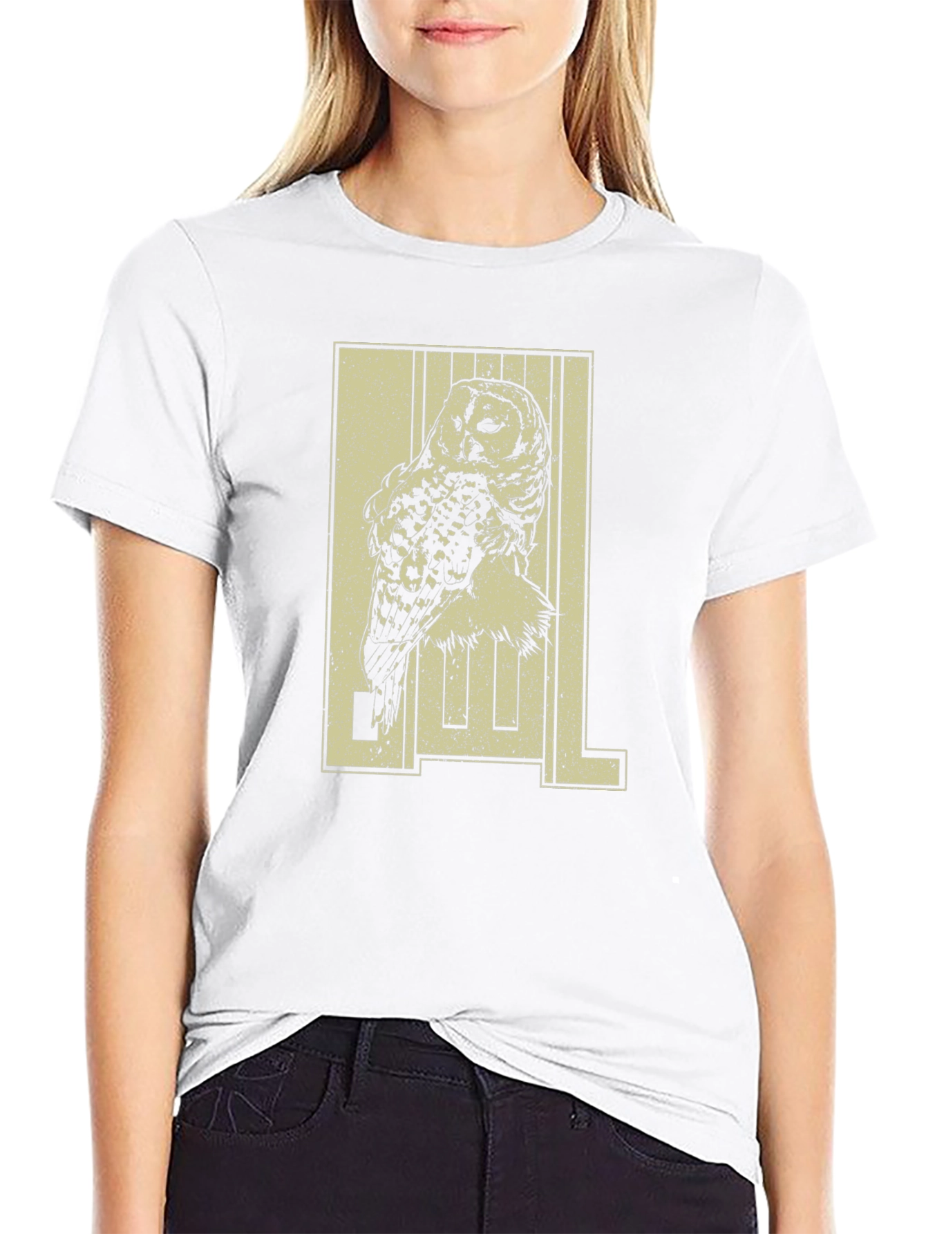 Owl Graphic Print Black T-Shirt