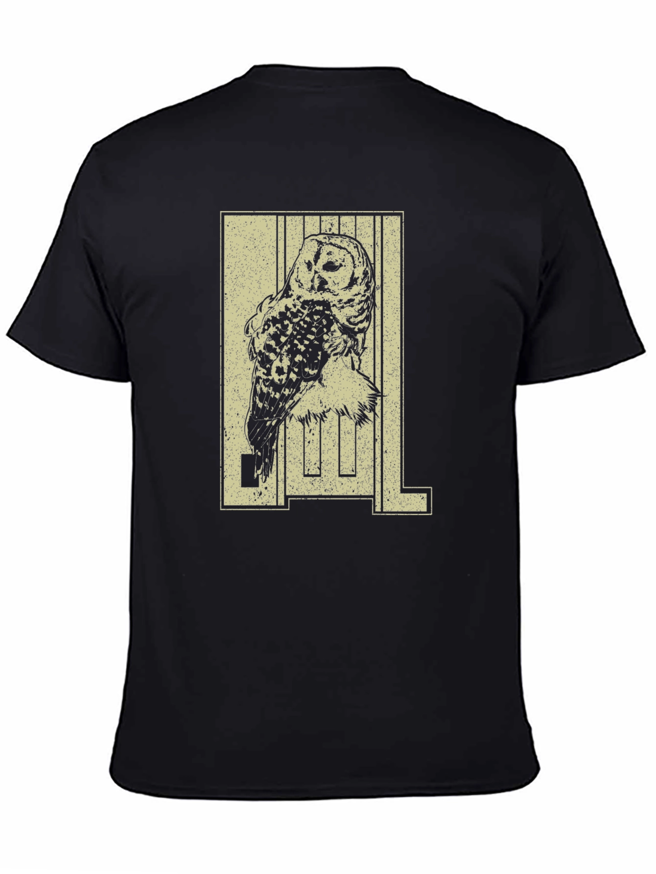 Owl Graphic Print Black T-Shirt