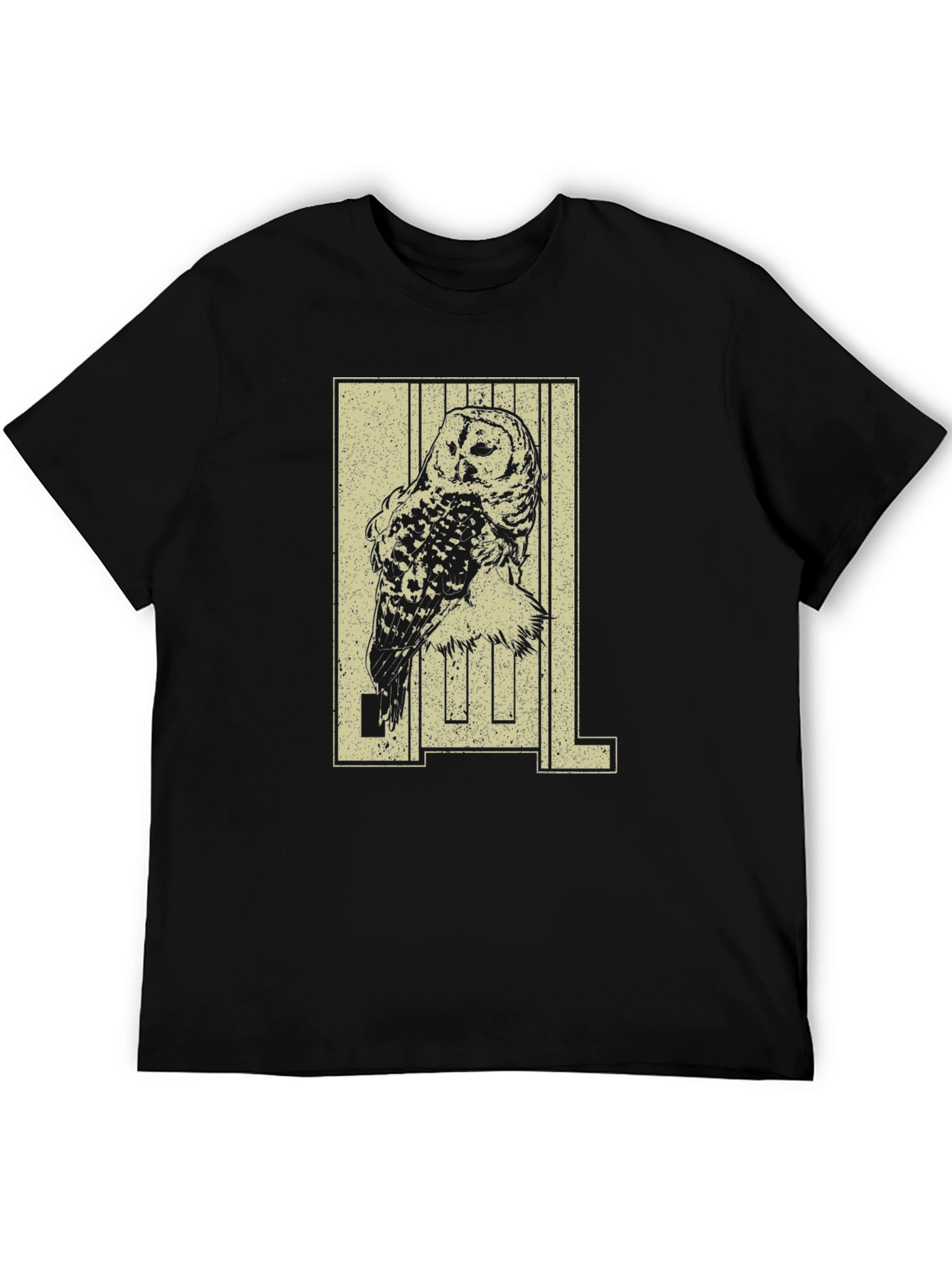 Owl Graphic Print Black T-Shirt
