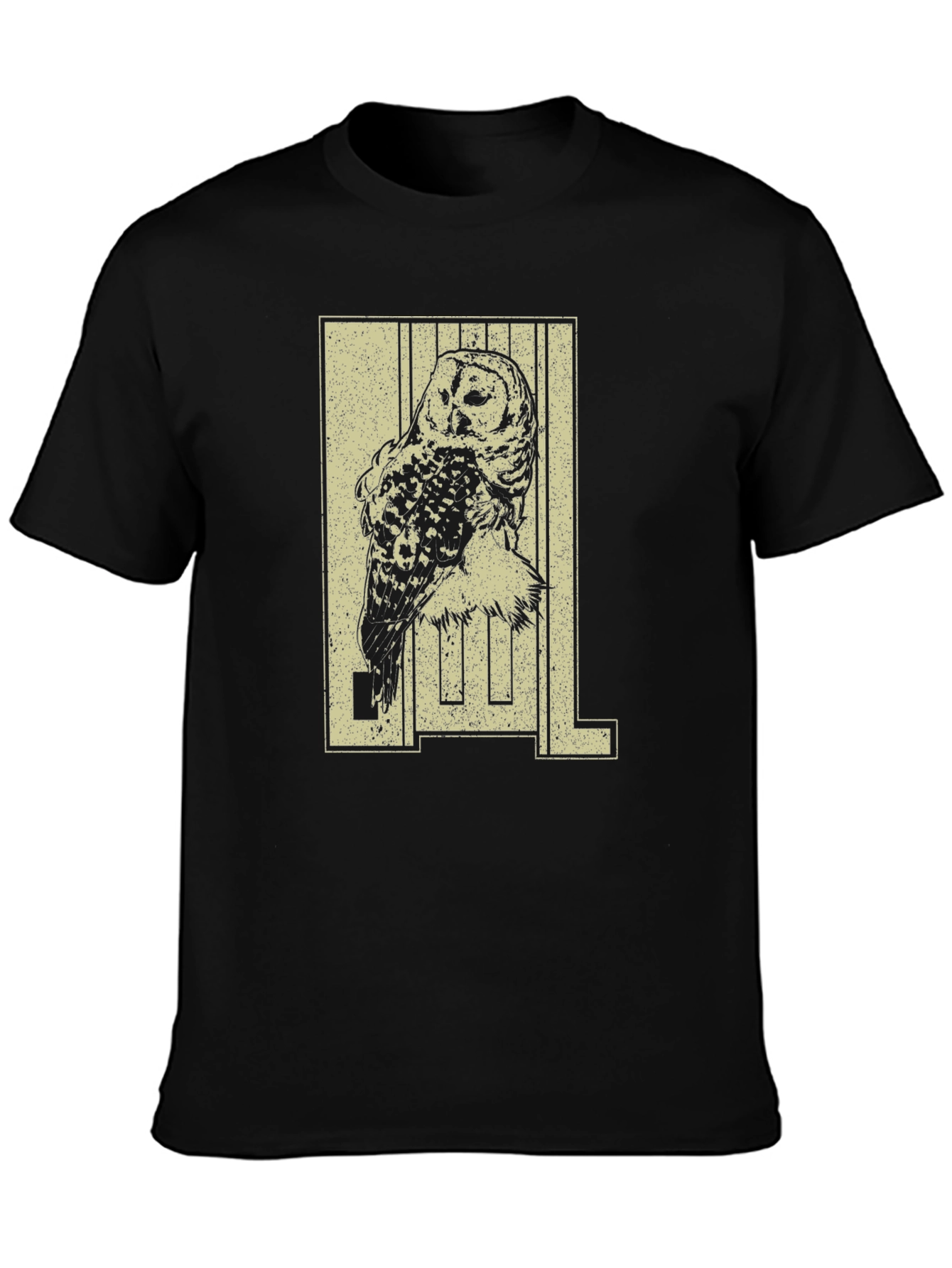 Owl Graphic Print Black T-Shirt