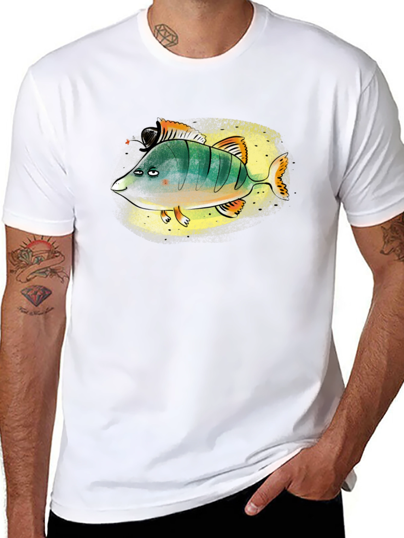 Funny Cartoon Fish Graphic T-Shirt - Unisex