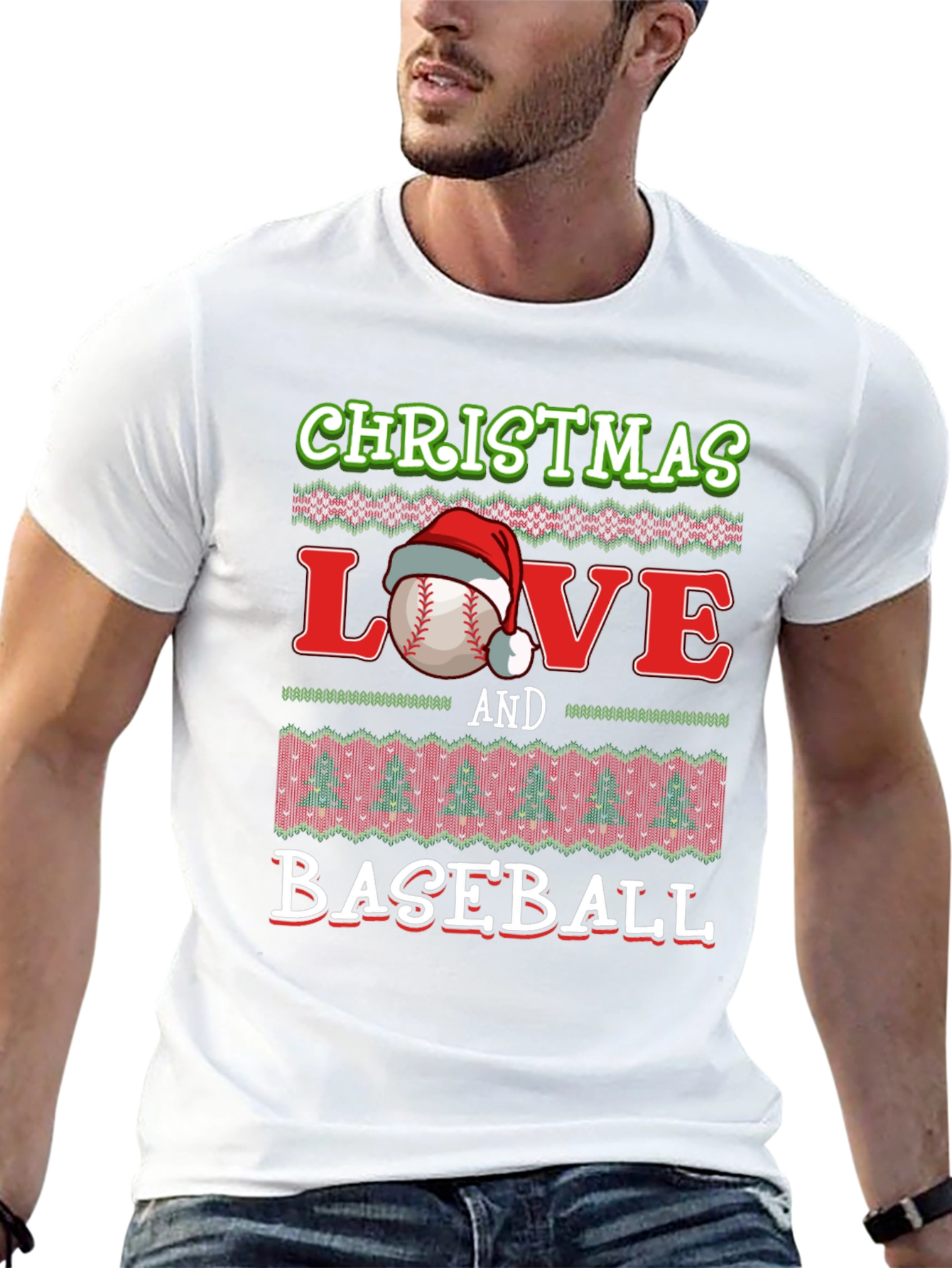 Christmas Love Baseball Holiday Graphic Tee