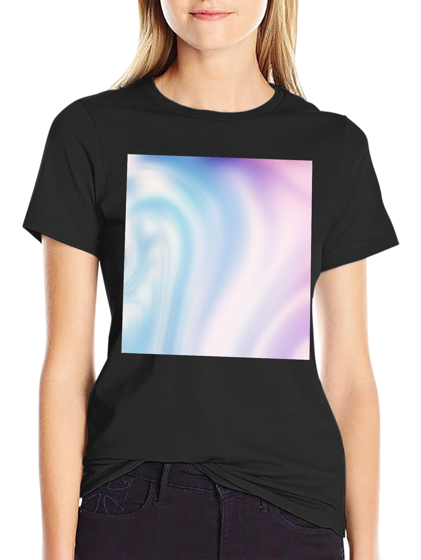 Abstract Swirl Pattern Black T-Shirt