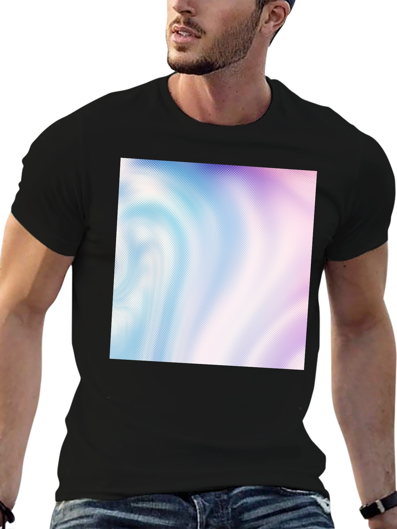 Abstract Swirl Pattern Black T-Shirt