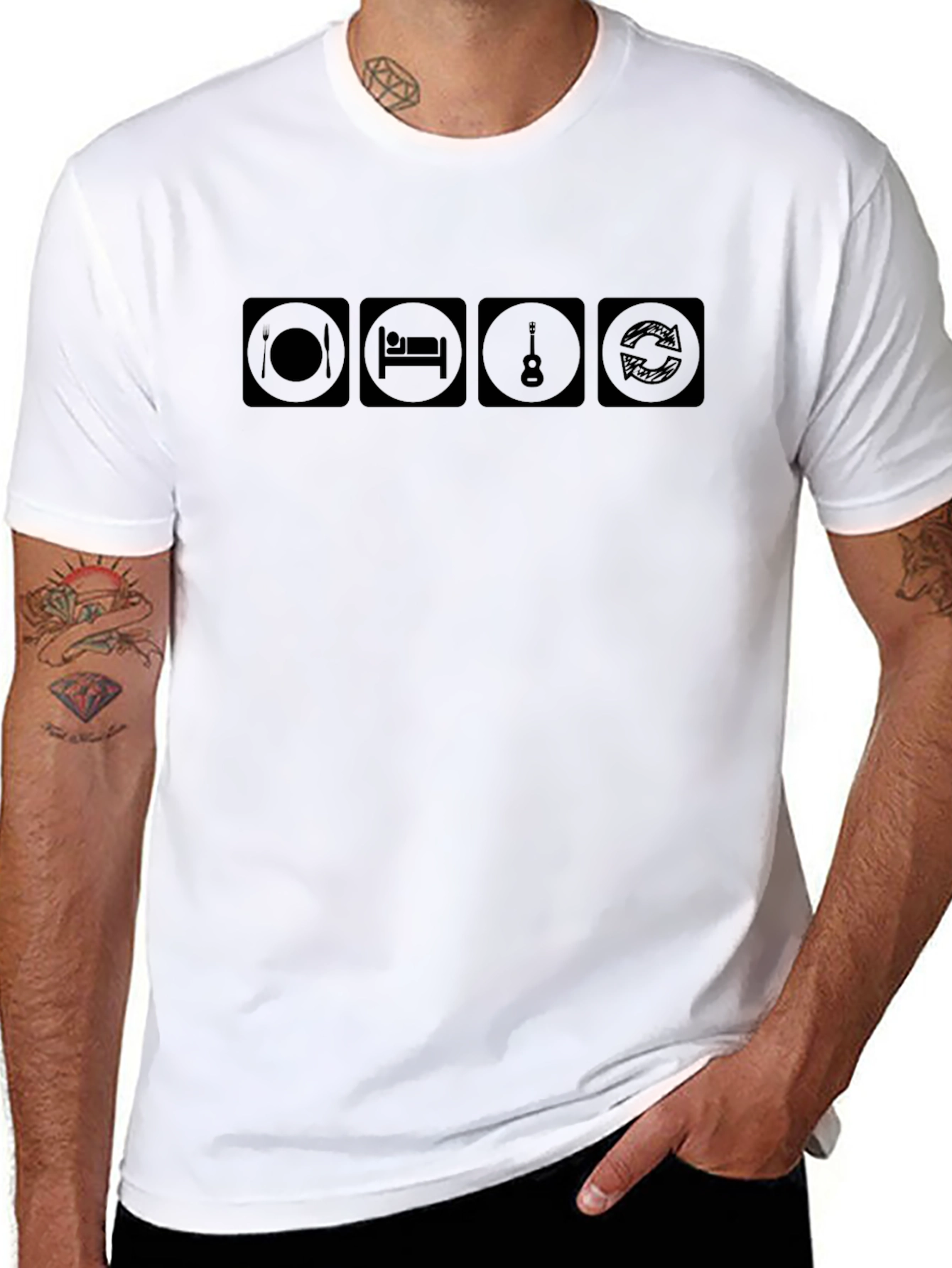 Eat Sleep Guitar Repeat T-Shirt - Musician Tee