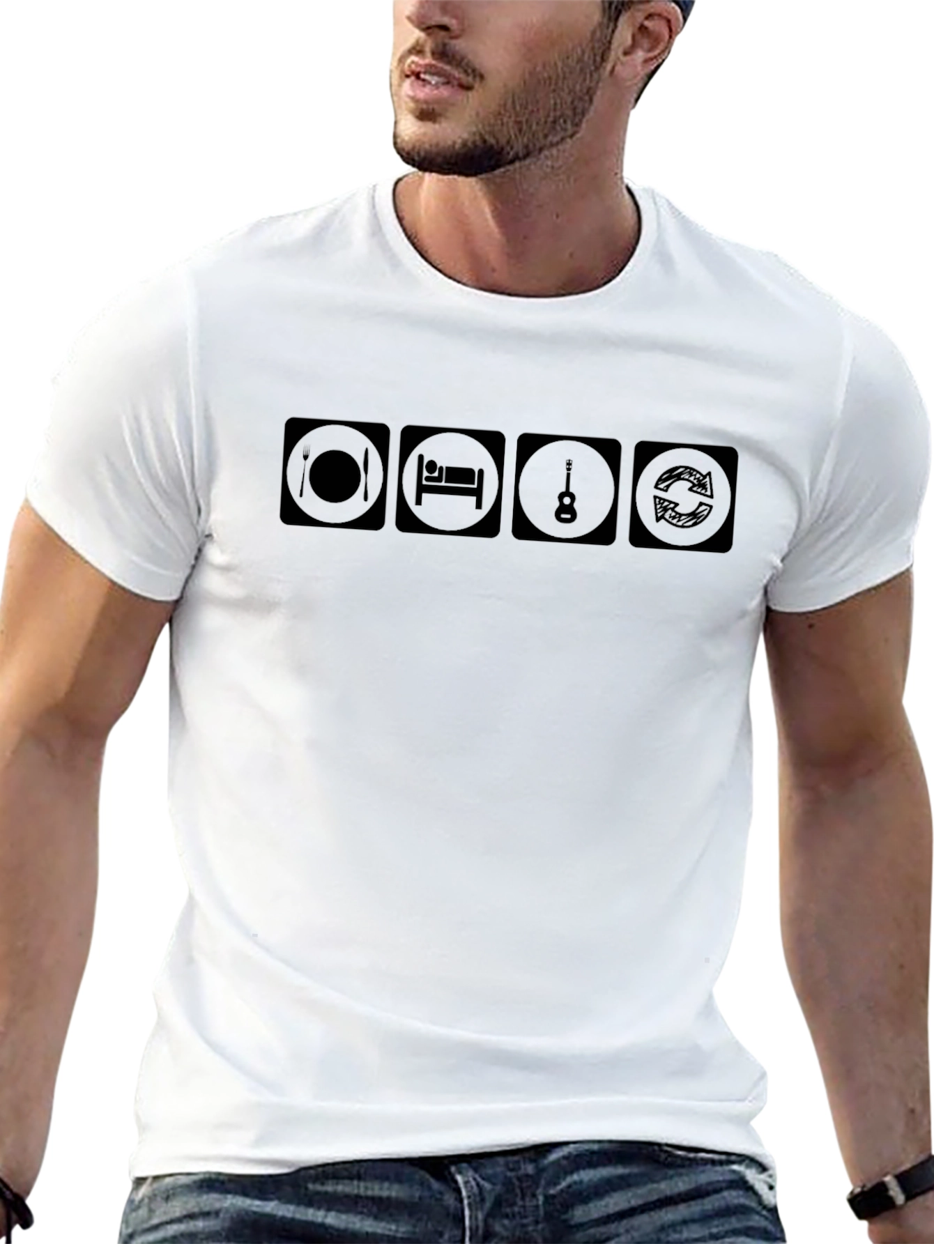 Eat Sleep Guitar Repeat T-Shirt - Musician Tee