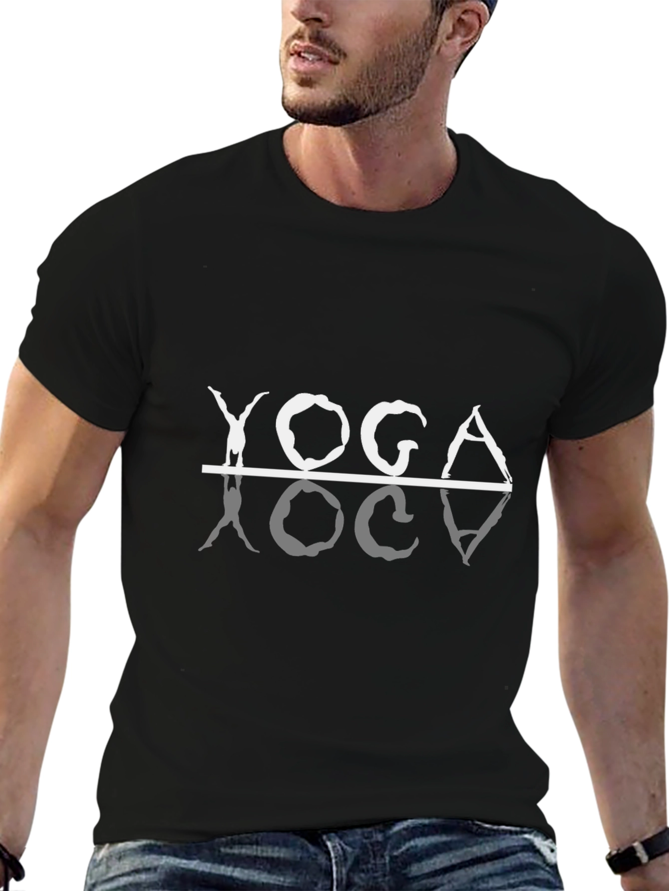 Yoga T-Shirt Black Cotton Graphic Tee