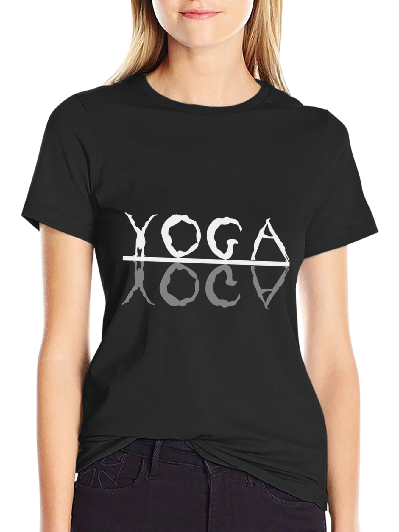 Yoga T-Shirt Black Cotton Graphic Tee
