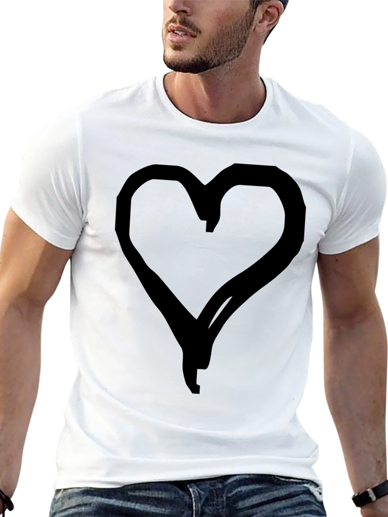 Heart Graphic Black T-Shirt - Casual Style