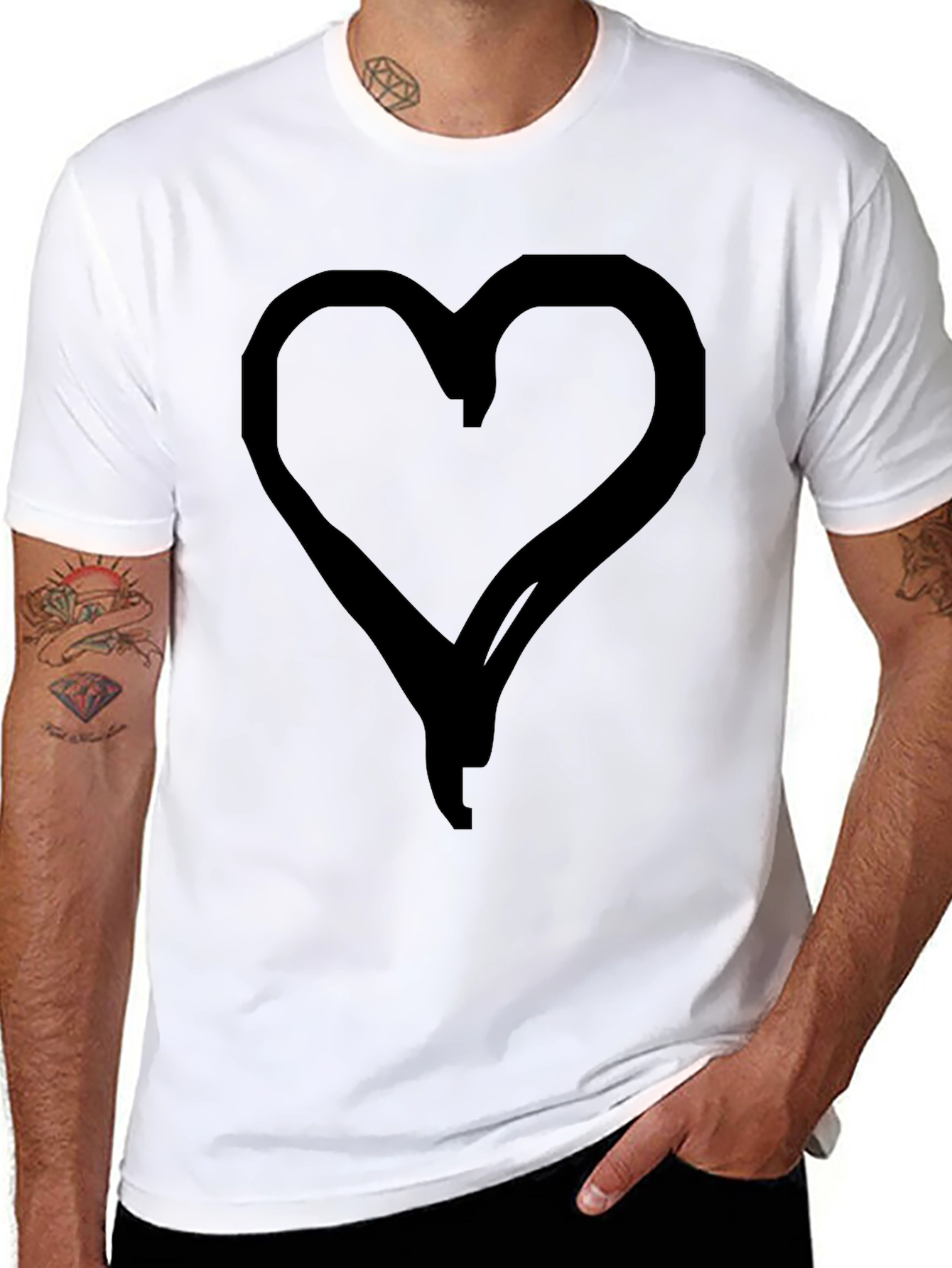 Heart Graphic Black T-Shirt - Casual Style