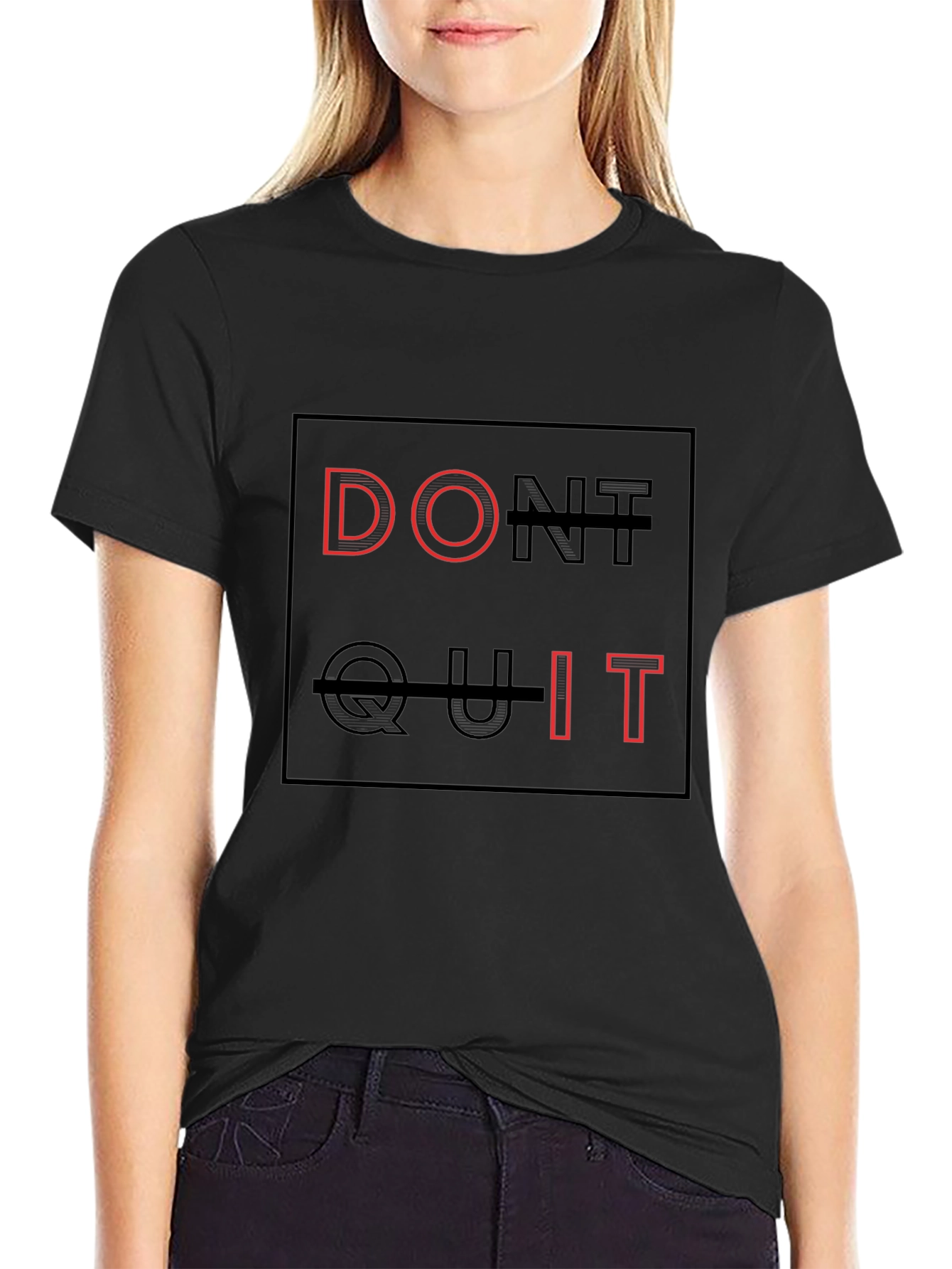 Motivational Dont Quit Black Graphic Tee