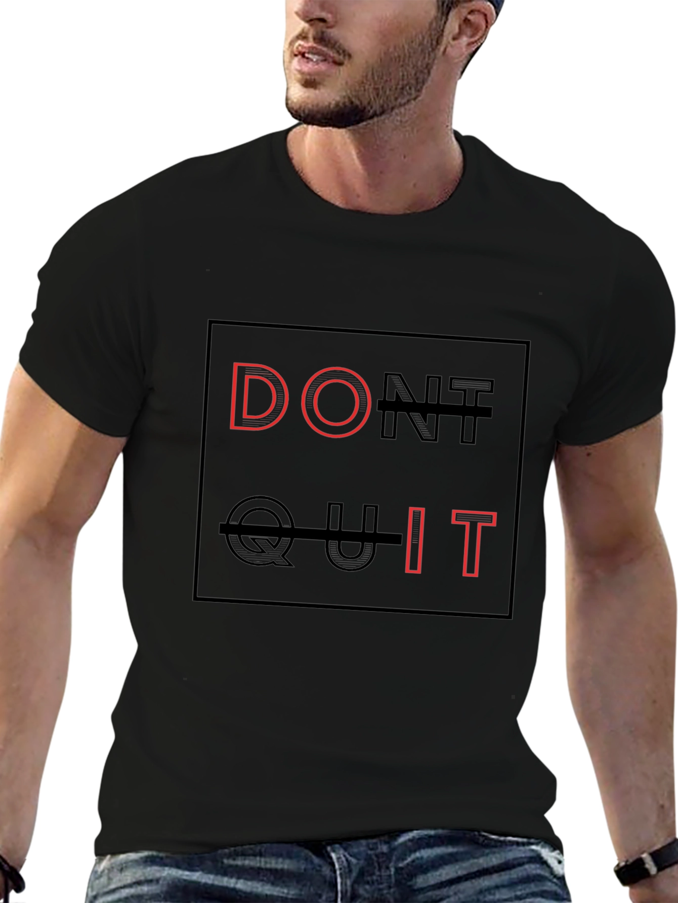 Motivational Dont Quit Black Graphic Tee