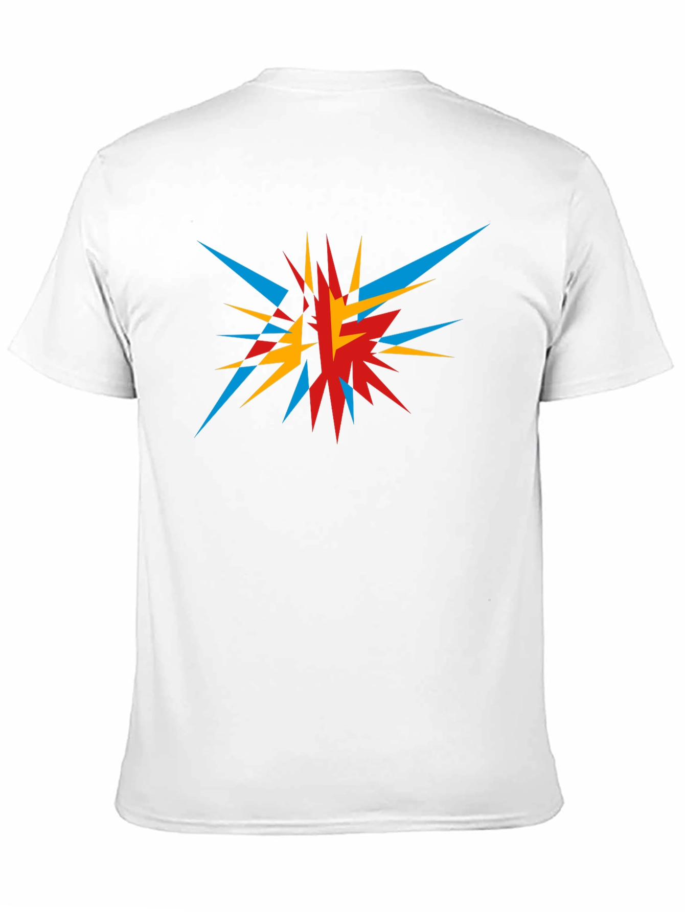 Abstract Geometric Burst Graphic Tee - Black