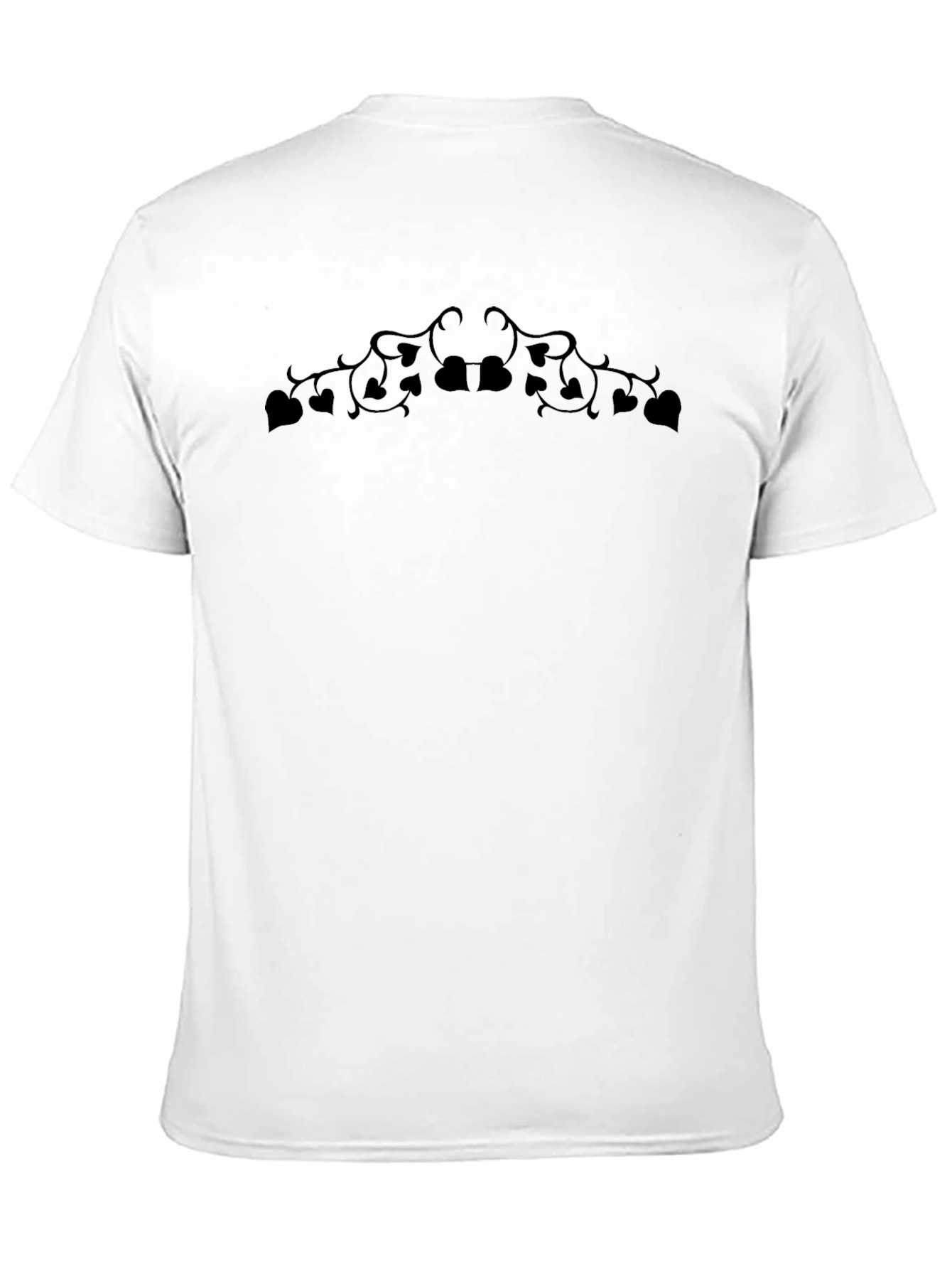 Stylish Black T-Shirt with Vine Heart Accent