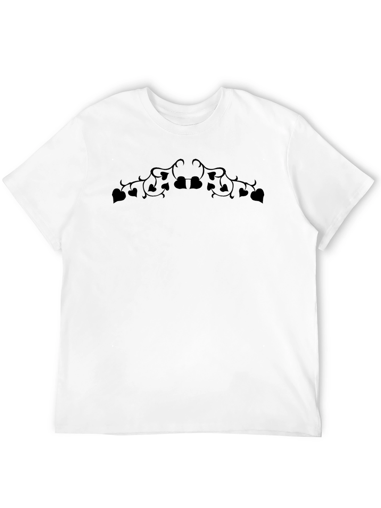 Stylish Black T-Shirt with Vine Heart Accent