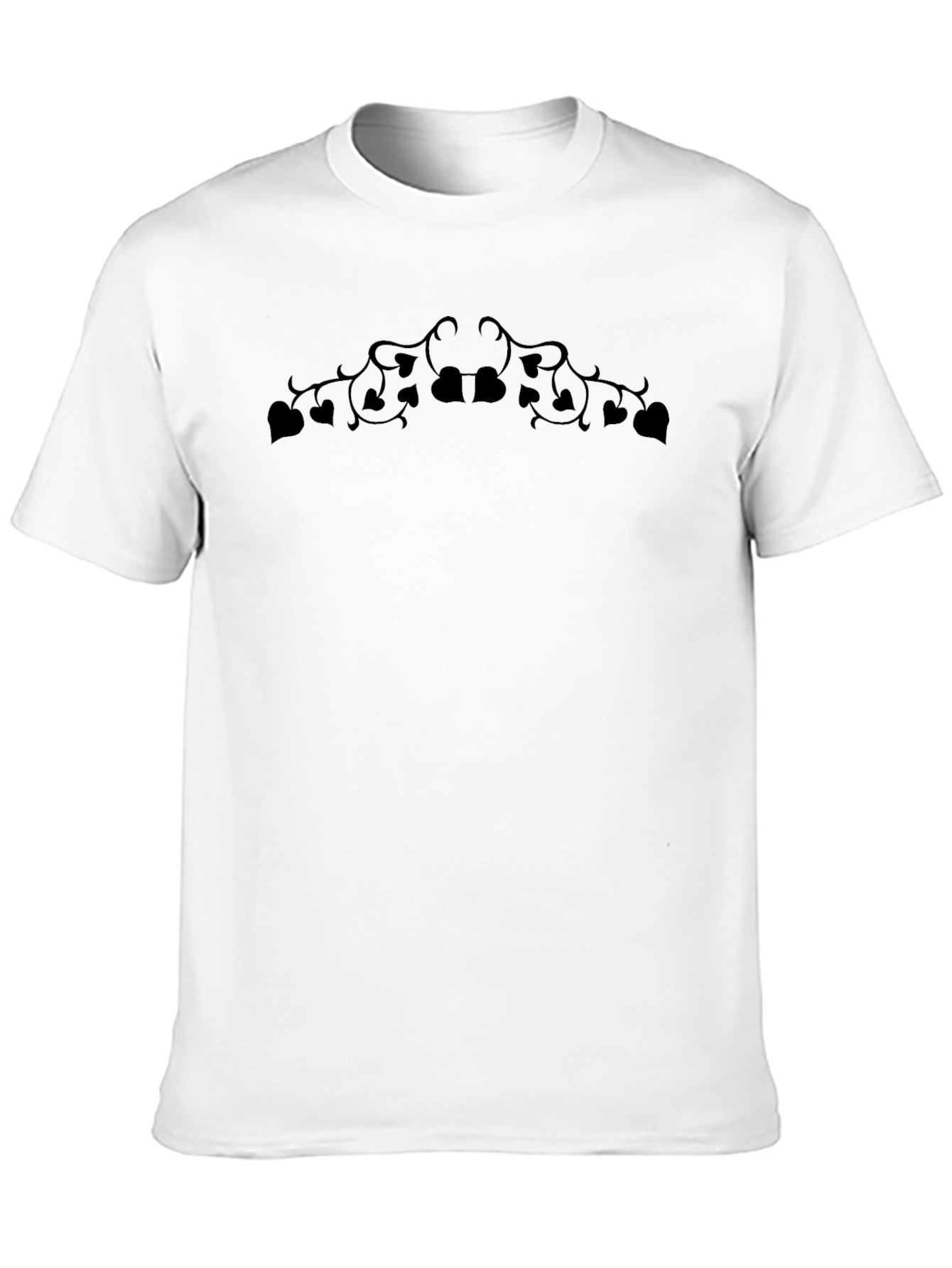 Stylish Black T-Shirt with Vine Heart Accent
