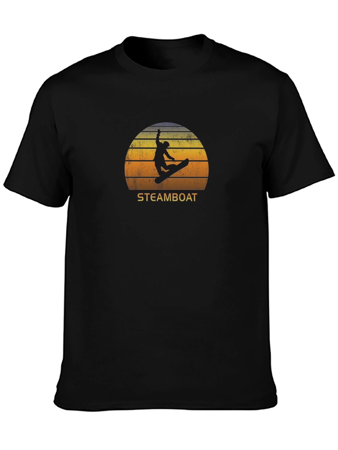 Steamboat Snowboarder T-Shirt - Retro Sunset Design