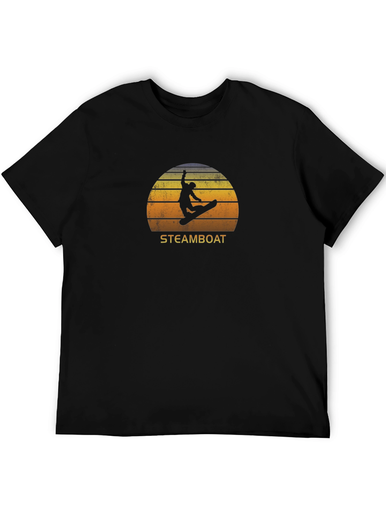 Steamboat Snowboarder T-Shirt - Retro Sunset Design