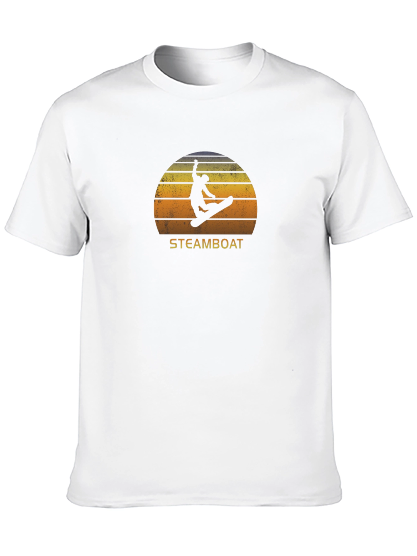 Steamboat Snowboarder T-Shirt - Retro Sunset Design