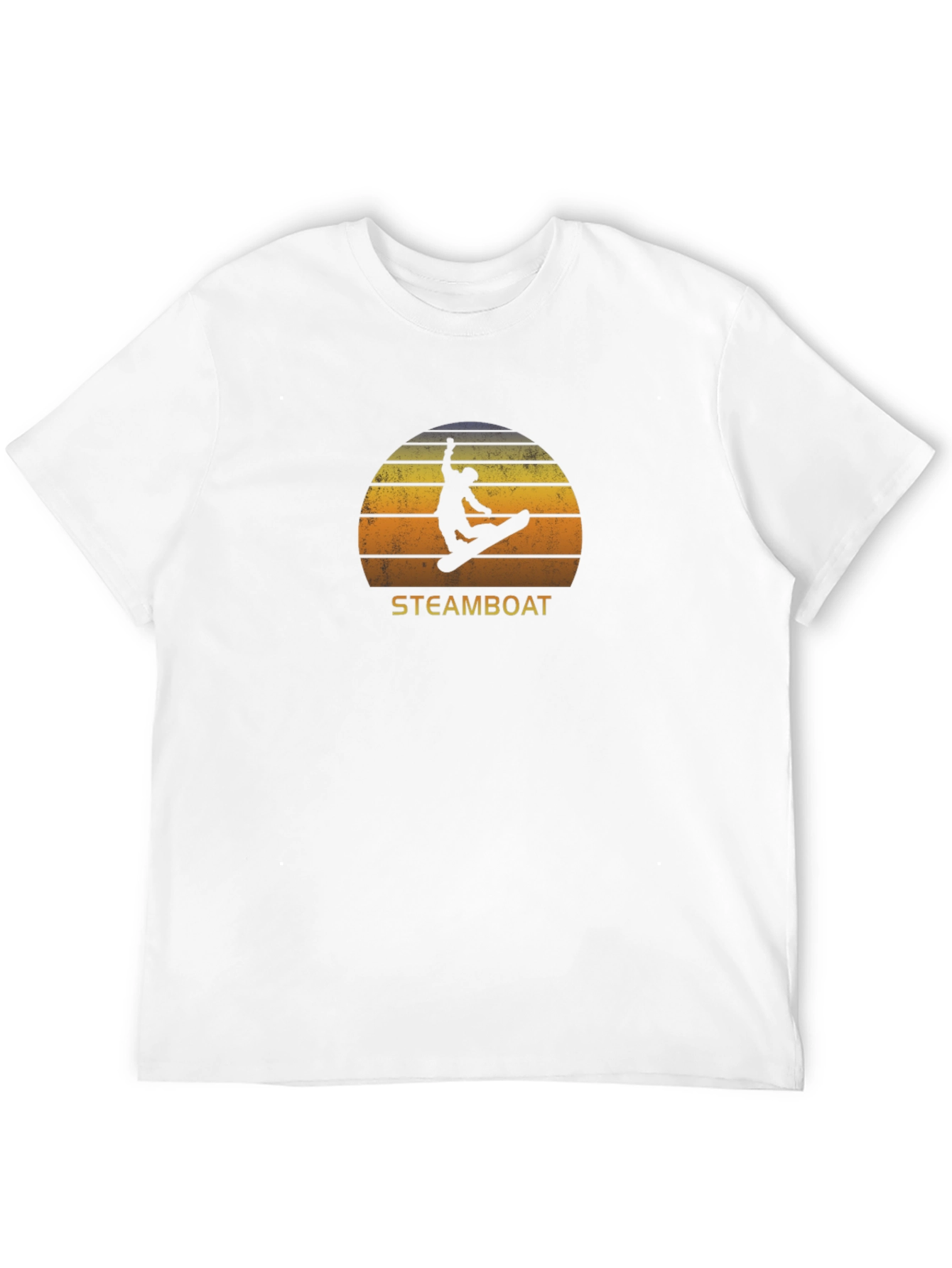 Steamboat Snowboarder T-Shirt - Retro Sunset Design