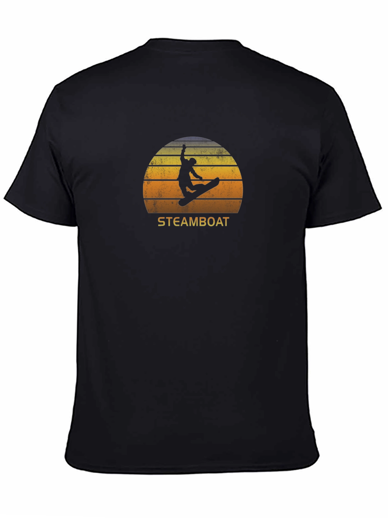 Steamboat Snowboarder T-Shirt - Retro Sunset Design