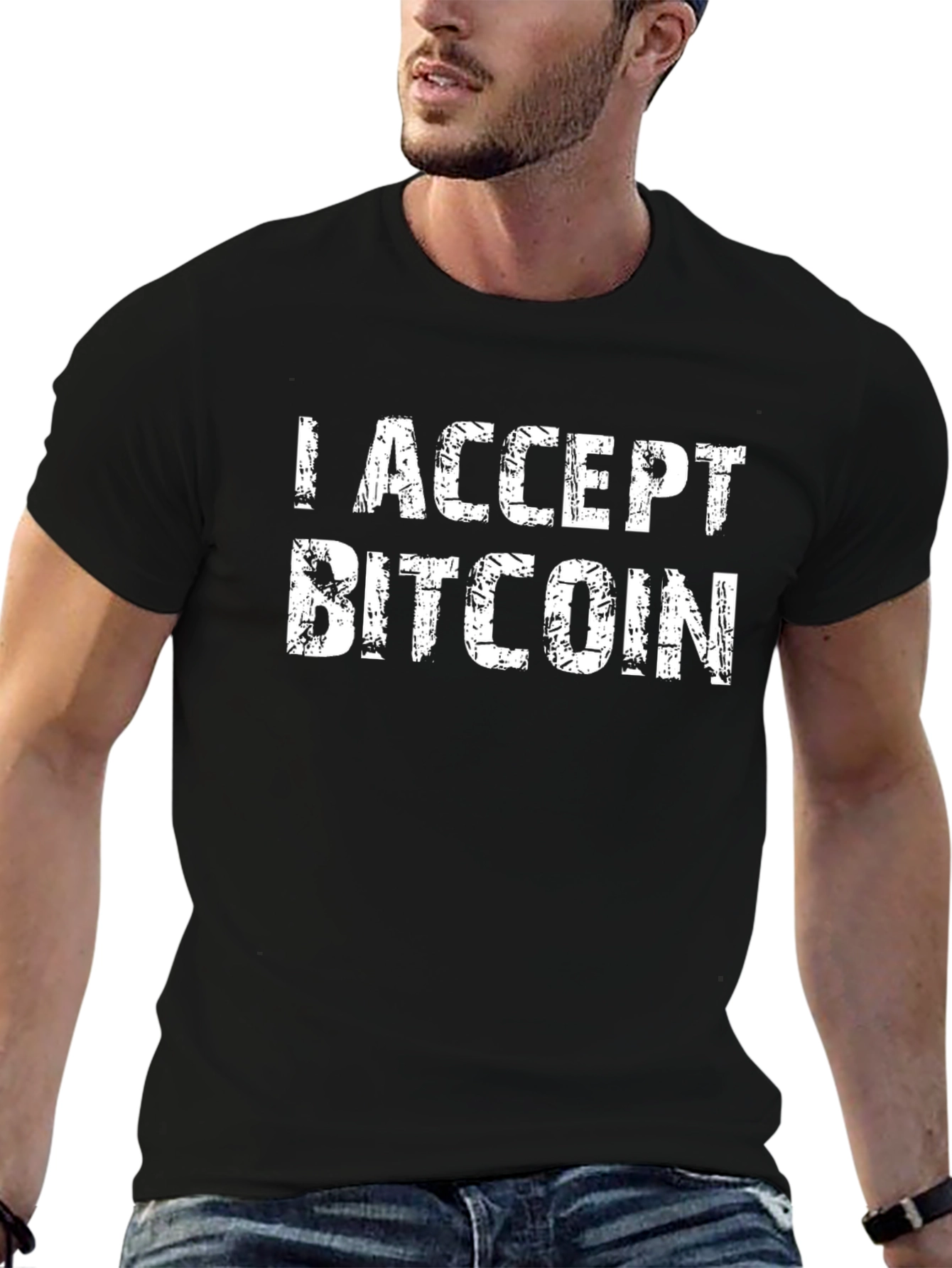 I Accept Bitcoin Crypto T-Shirt - Black
