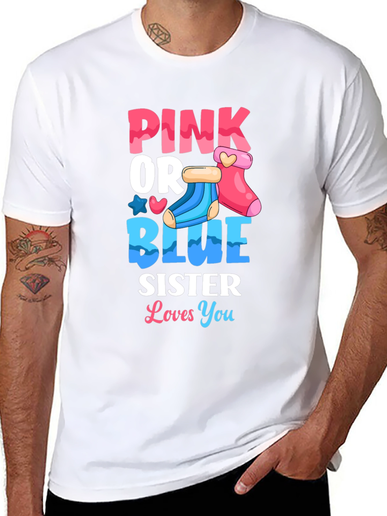 Pink or Blue Sister Gender Reveal T-Shirt