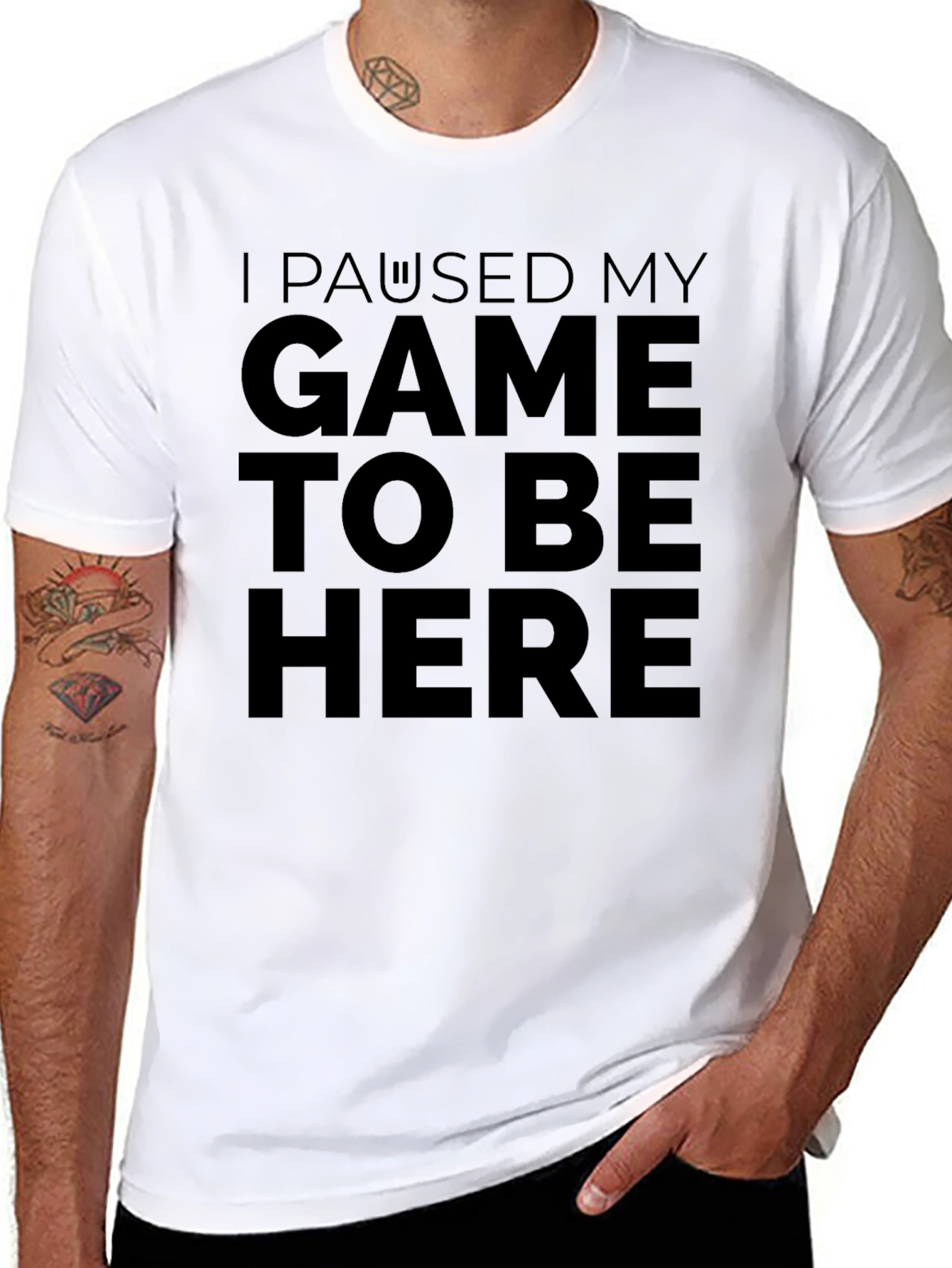 I Paused My Game to Be Here Black T-Shirt