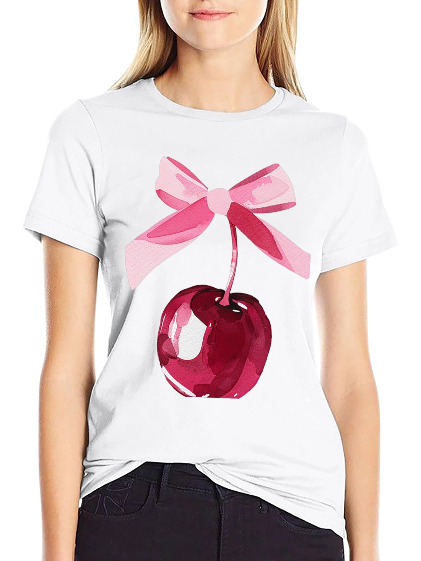 Cherry Bow Graphic Tee - Stylish Casual Wear