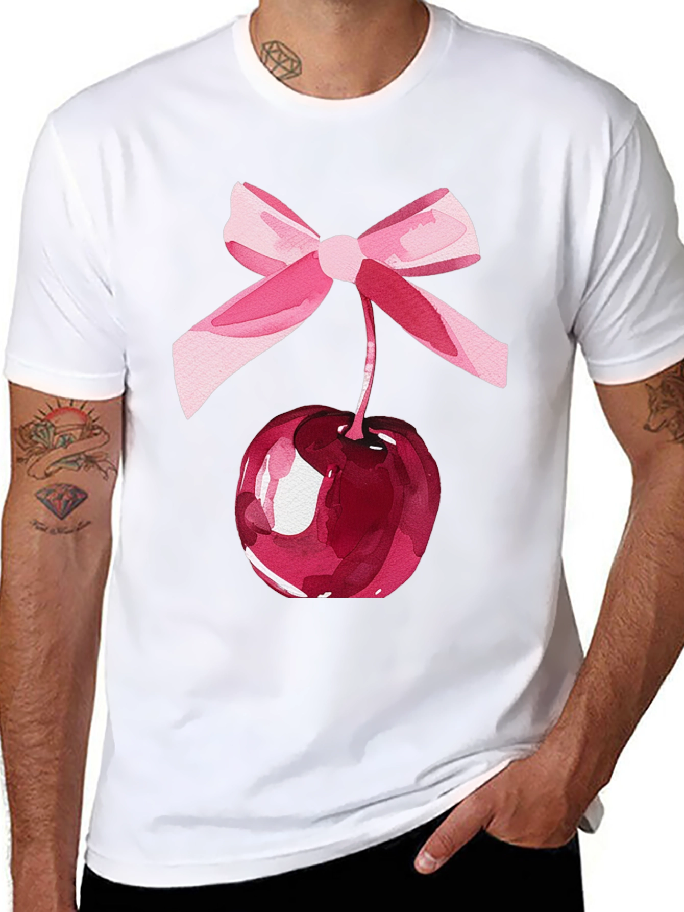 Cherry Bow Graphic Tee - Stylish Casual Wear