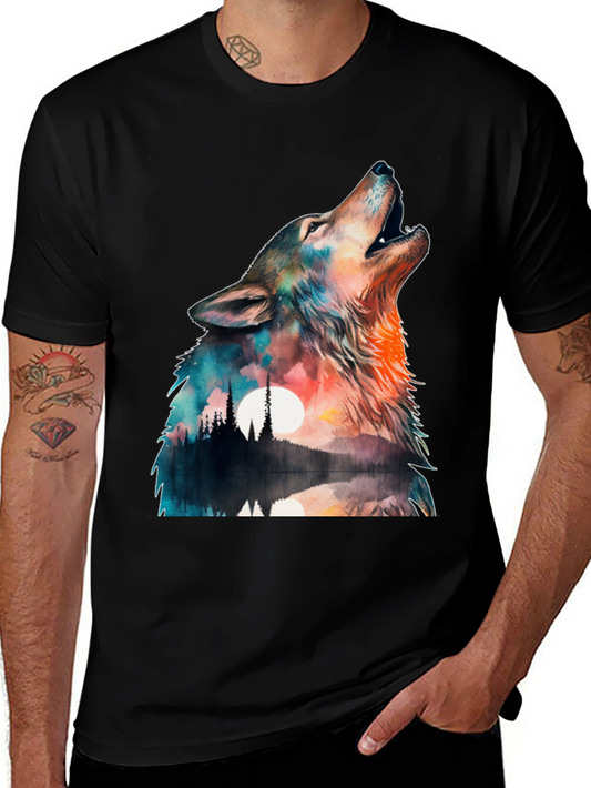 Watercolor Wolf & Forest Tee