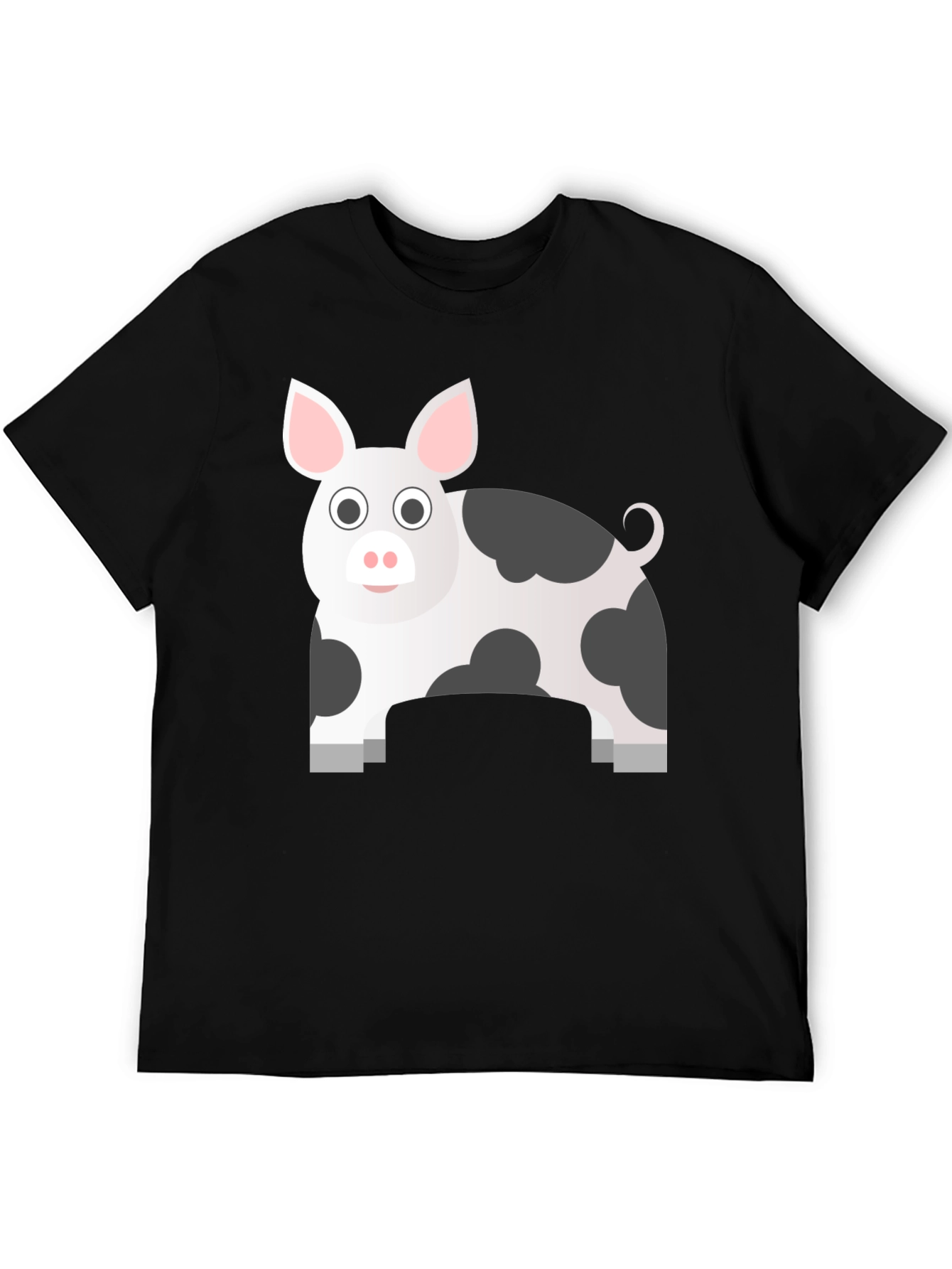 Pig Cartoon Graphic Black T-Shirt