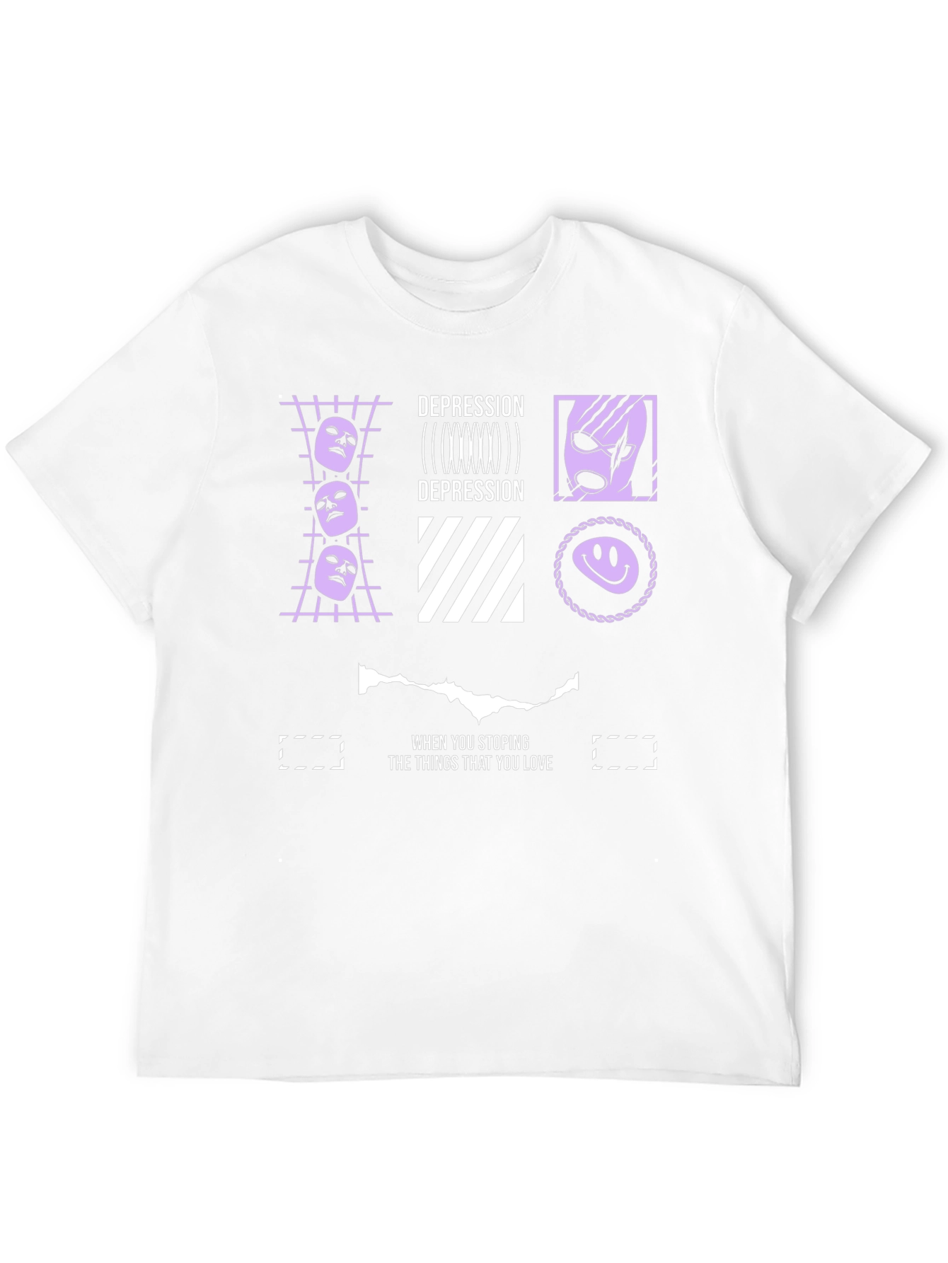 Depression Themed Graphic Print Black T-Shirt