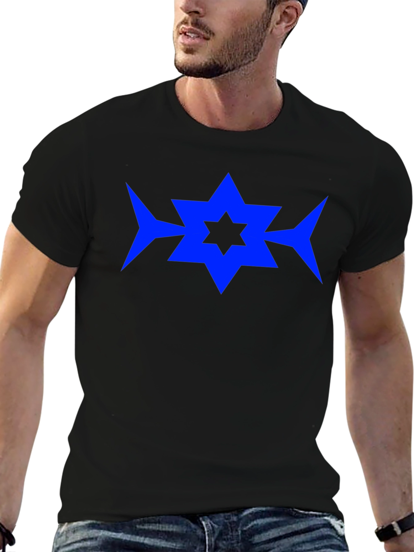 Blue Star Graphic Black T-Shirt