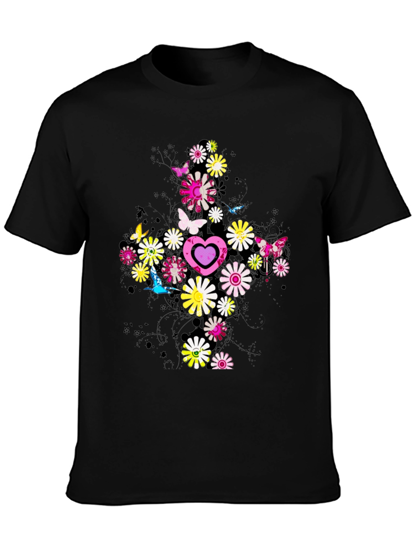 Floral Heart Graphic Tee - Trendy Design