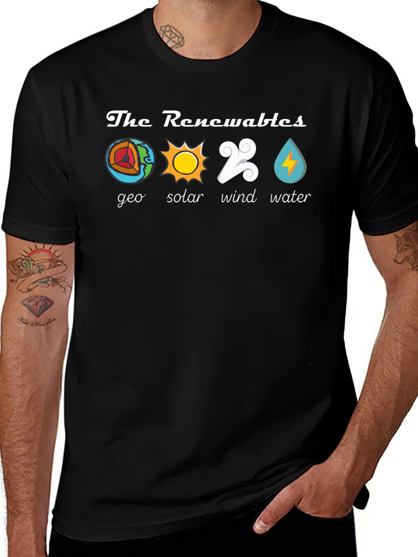 Renewable Energy T-Shirt - Geo Solar Wind Water