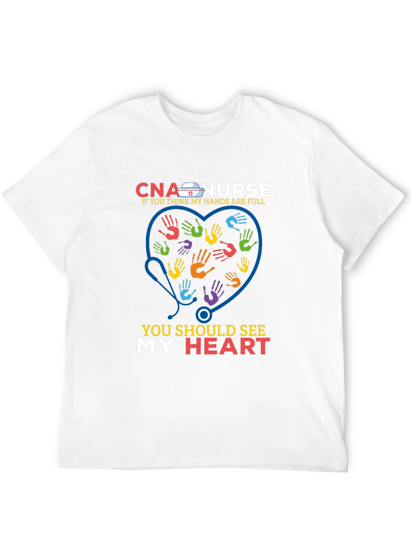 CNA Nurse Heart Hands Graphic Tee