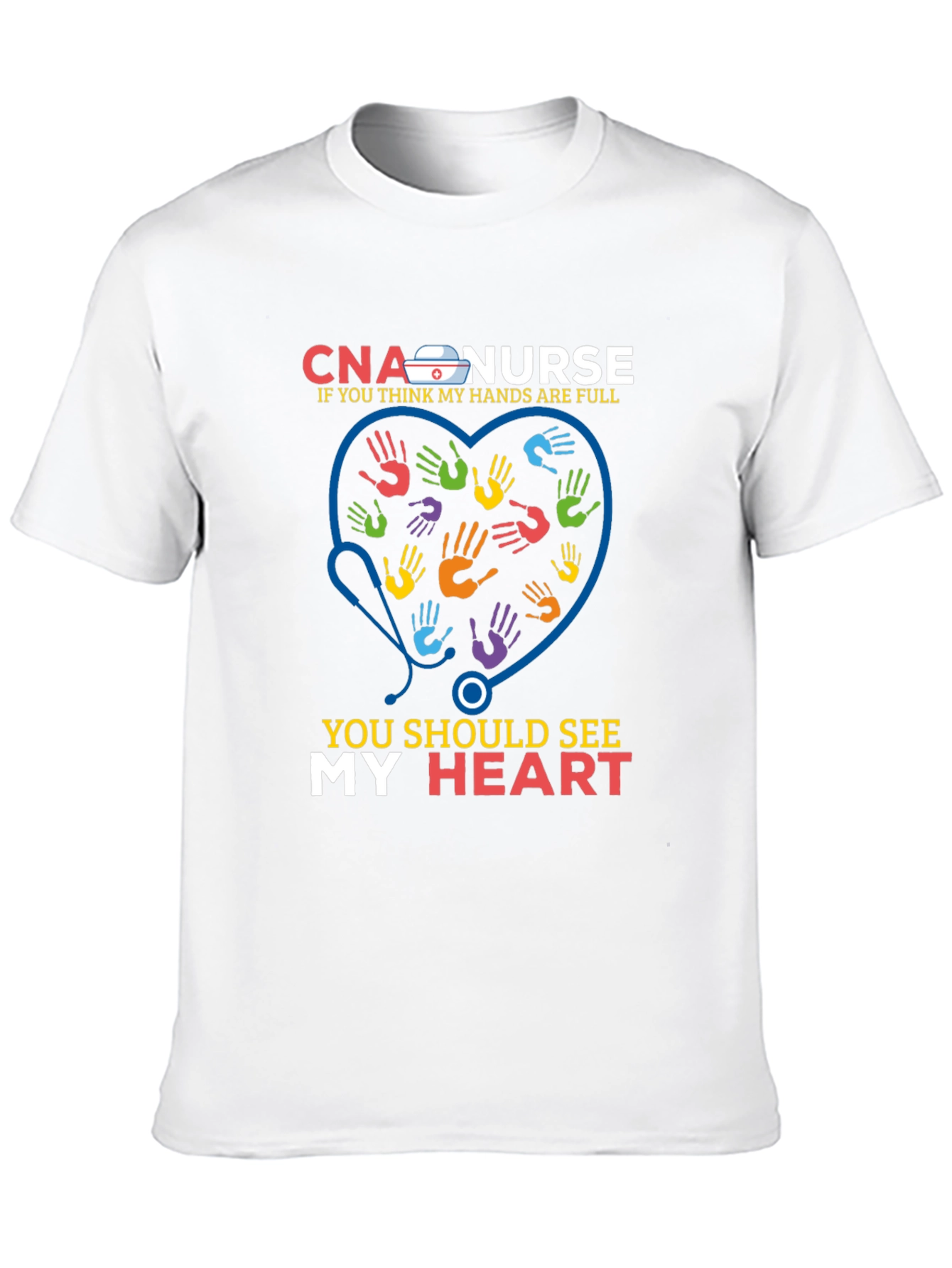 CNA Nurse Heart Hands Graphic Tee