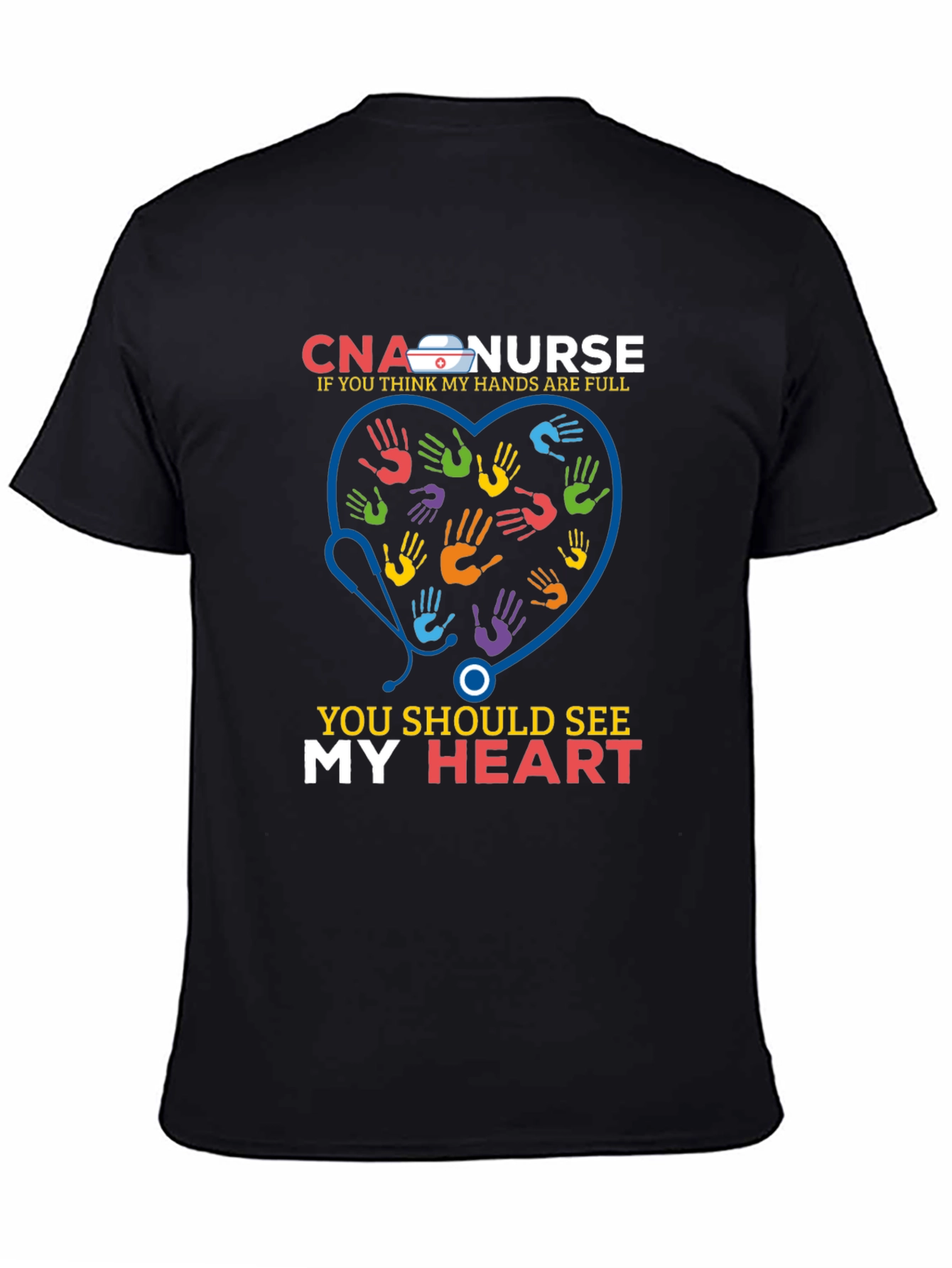 CNA Nurse Heart Hands Graphic Tee