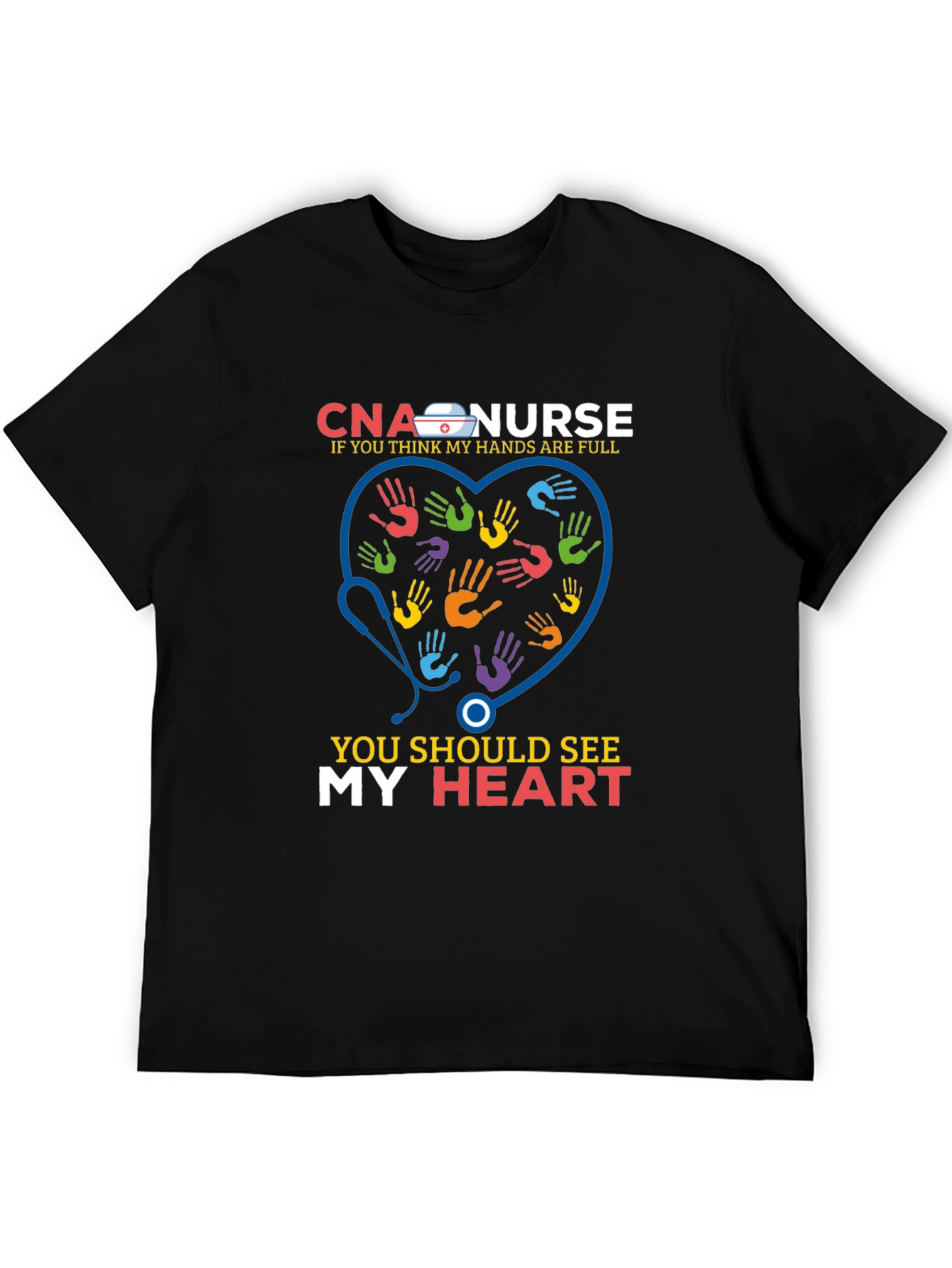 CNA Nurse Heart Hands Graphic Tee