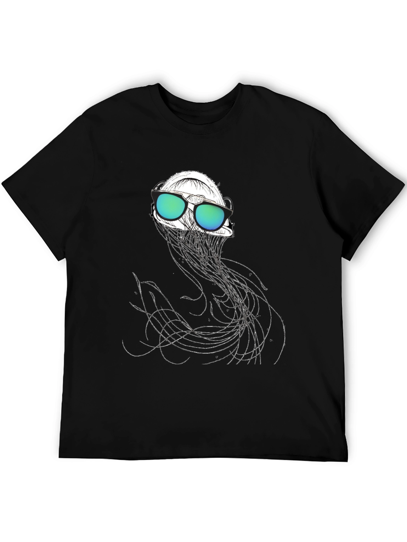 Jellyfish Tee: Cool Graphic Print Black Cotton Shirt