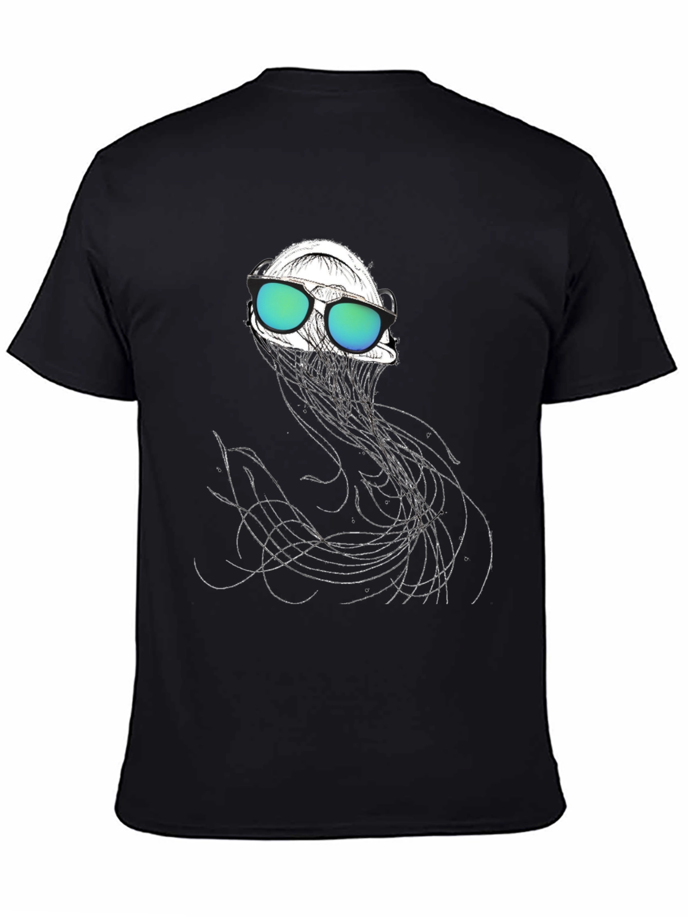 Jellyfish Tee: Cool Graphic Print Black Cotton Shirt