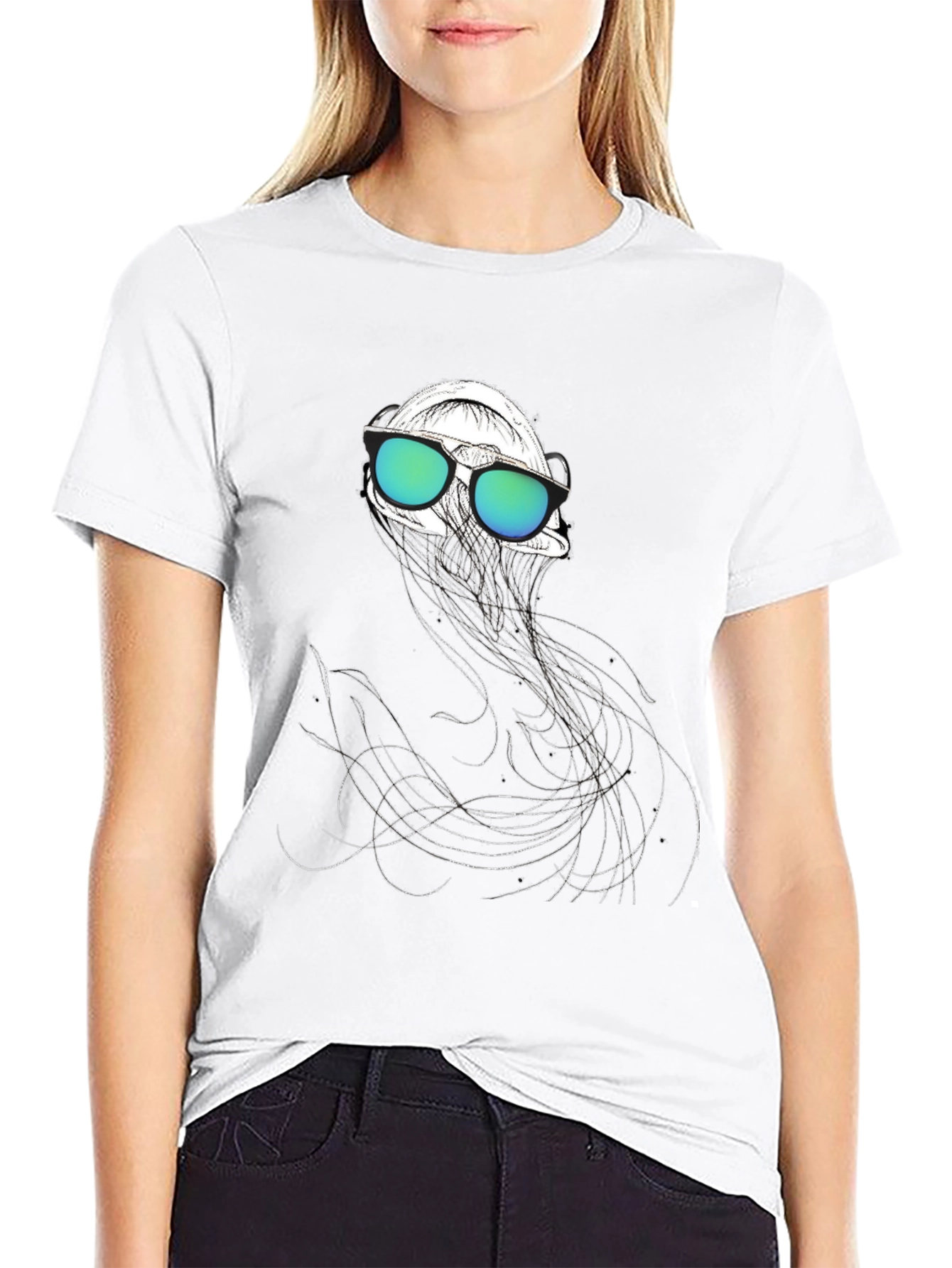 Jellyfish Tee: Cool Graphic Print Black Cotton Shirt