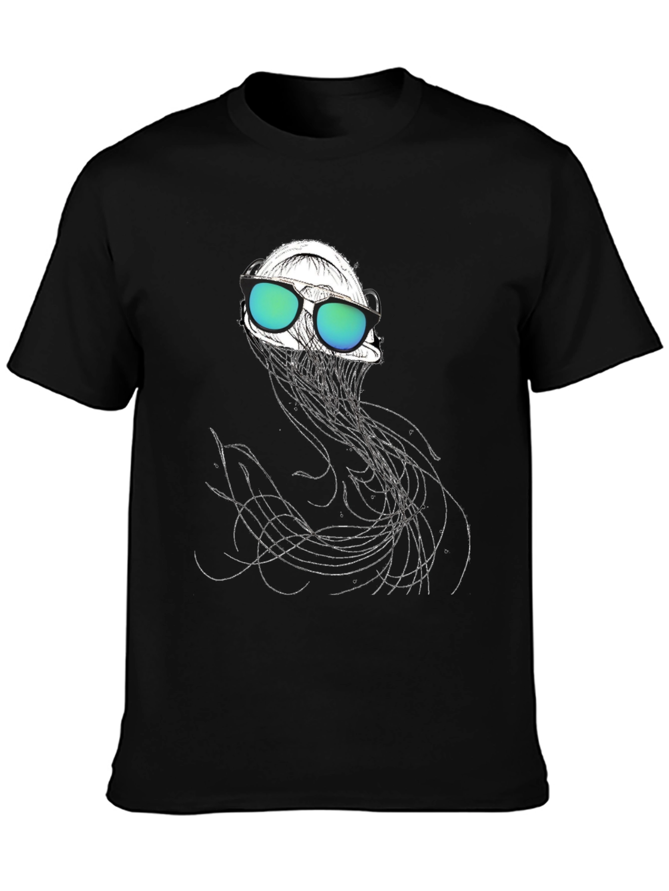 Jellyfish Tee: Cool Graphic Print Black Cotton Shirt