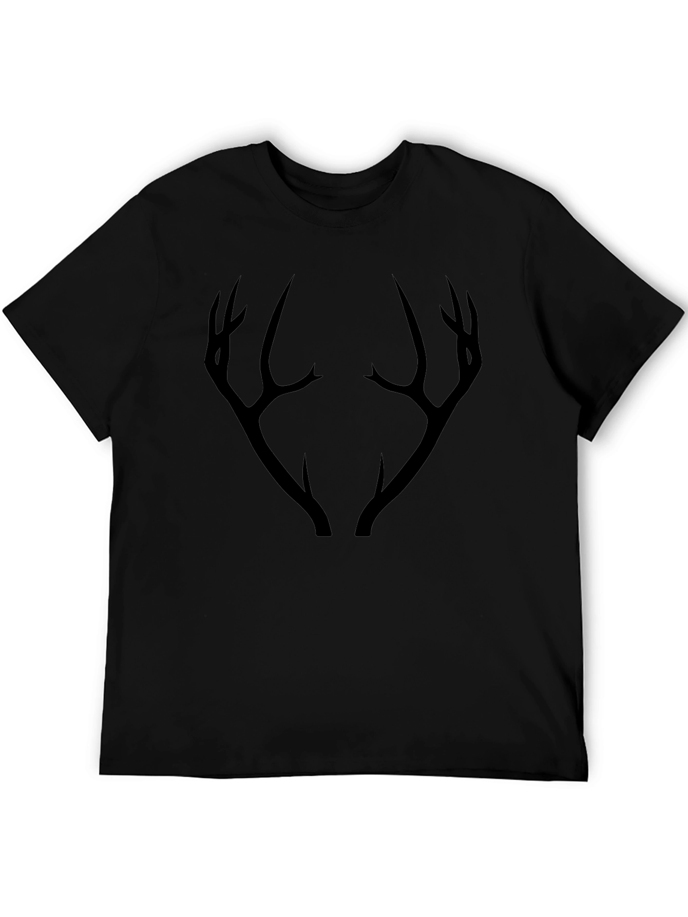 Mens Black T-Shirt with Antler Graphic