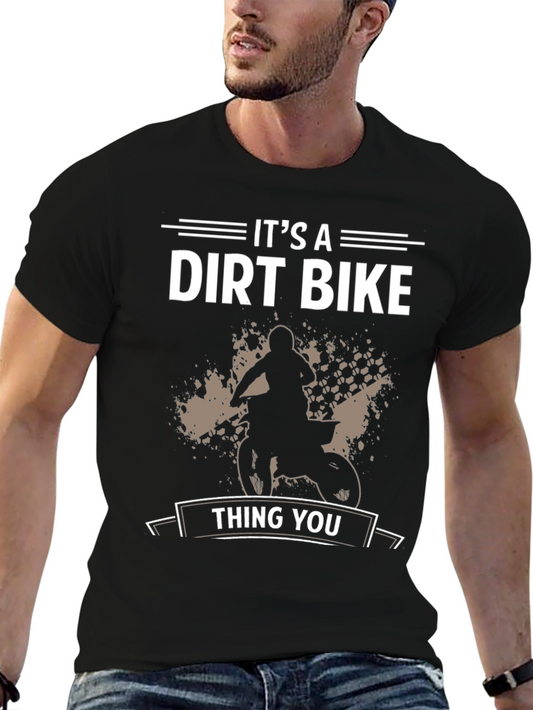 Dirt Bike Thing Graphic Tee - Black Cotton Casual Shirt
